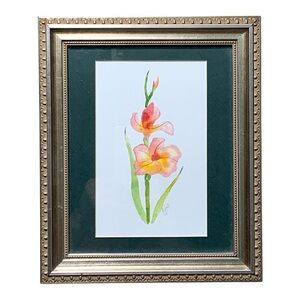 Framed Original Signed Watercolor Artwork Artist Marlow